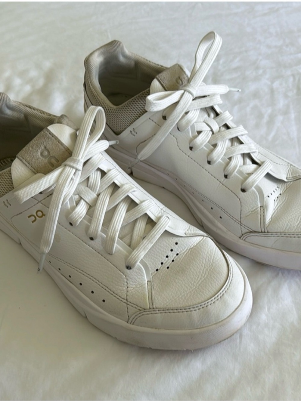 On Running White Low-Top Knit Sneakers